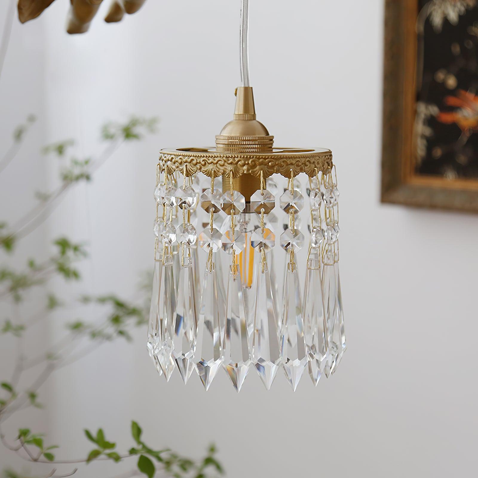 Antique Baroque Angel Crystal Pendant Light Brass Chandelier for Bedroom and Living Room