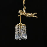 Antique Baroque Angel Crystal Pendant Light Brass Chandelier for Bedroom and Living Room