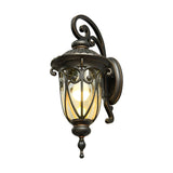 Antique Black Outdoor Wall Light Waterproof Lantern with Seeded Glass for Garden