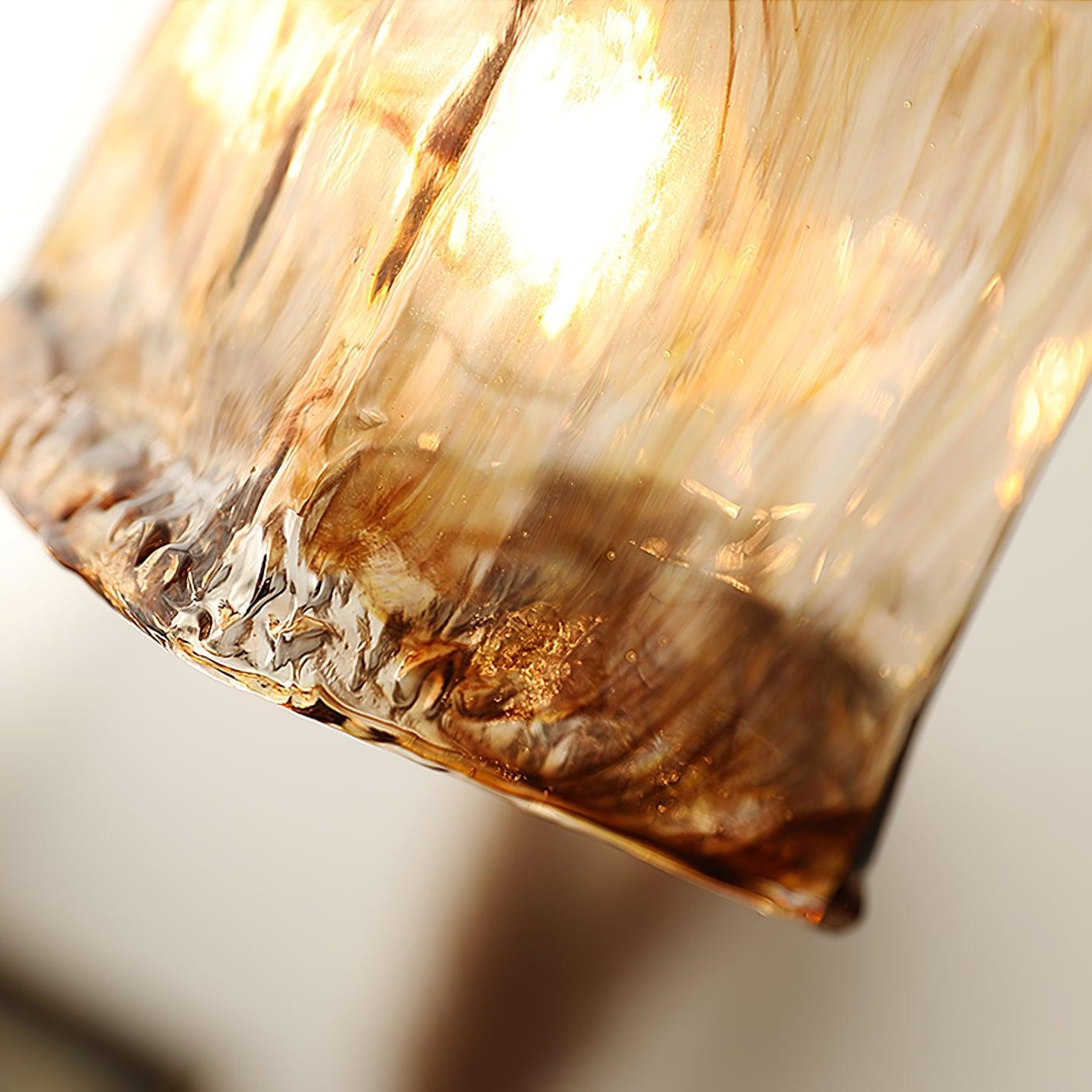 Antique Brass and Brown Glass Pendant Light Retro Amber Glass Shade Ceiling Hanging Lamp