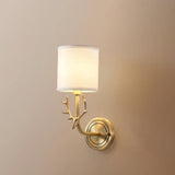 Antique Brass Deer Head Wall Sconce with Linen Shade Elegant Indoor Animal Wall Lighting