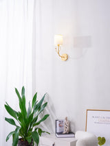 Antique Brass Deer Head Wall Sconce with Linen Shade Elegant Indoor Animal Wall Lighting