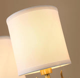 Antique Brass Deer Head Wall Sconce with Linen Shade Elegant Indoor Animal Wall Lighting