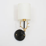 Antique Brass Deer Head Wall Sconce with Linen Shade Elegant Indoor Animal Wall Lighting