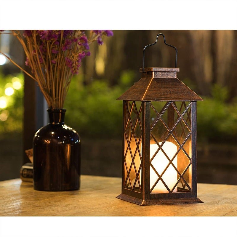 Antique Bronze Waterproof Solar Lantern LED Outdoor Garden Hanging Light for Yard and Landscape