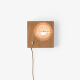 Antique Camera Inspired Wall Sconce with Cherry Wood Panel and Ribbed Glass Shade
