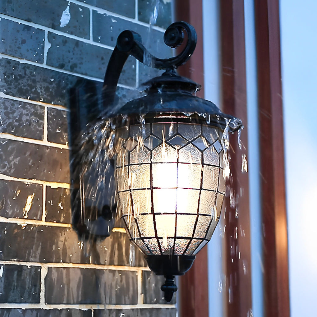 Antique European Style Outdoor Wall Lantern IP65 Waterproof Exterior Sconce for Porch and Garden