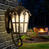 Antique European Style Waterproof Outdoor Wall Sconce Black Exterior Lantern with Tempered Glass