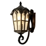 Antique European Style Waterproof Outdoor Wall Sconce Black Exterior Lantern with Tempered Glass