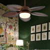 Antique Banana Leaf LED Ceiling Fan with Remote Control and Three Color Dimming Lighting