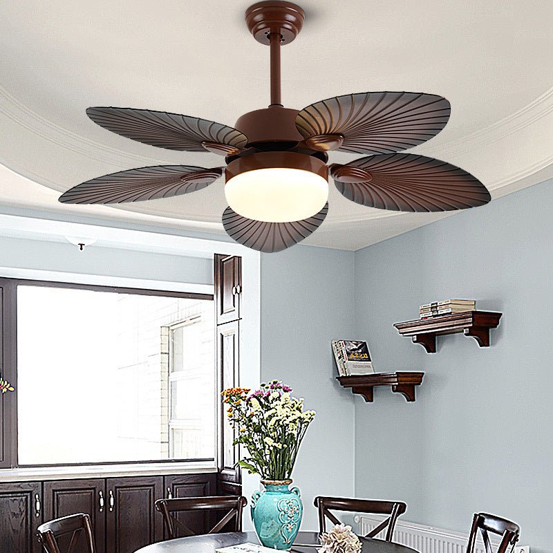 Antique Banana Leaf LED Ceiling Fan with Remote Control and Three Color Dimming Lighting