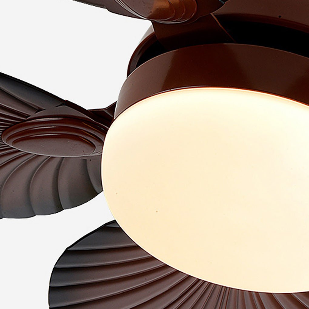 Antique Banana Leaf LED Ceiling Fan with Remote Control and Three Color Dimming Lighting