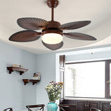 Antique Banana Leaf LED Ceiling Fan with Remote Control and Three Color Dimming Lighting