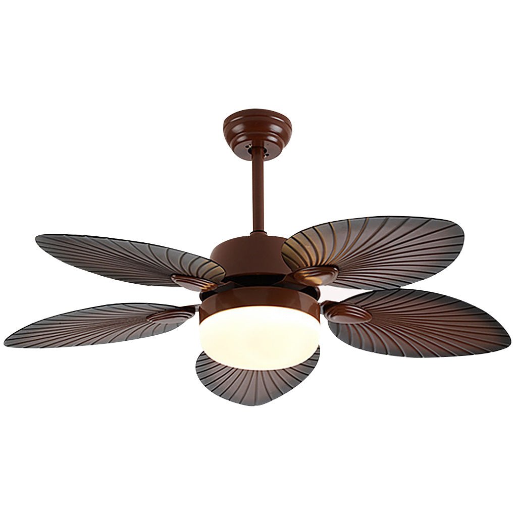 Antique Banana Leaf LED Ceiling Fan with Remote Control and Three Color Dimming Lighting
