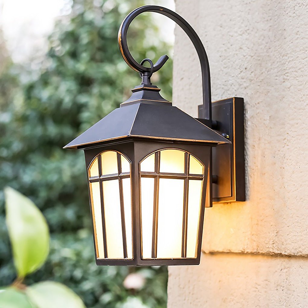 Antique Style Iron Glass Outdoor Wall Sconce Waterproof Exterior Lighting for Porch