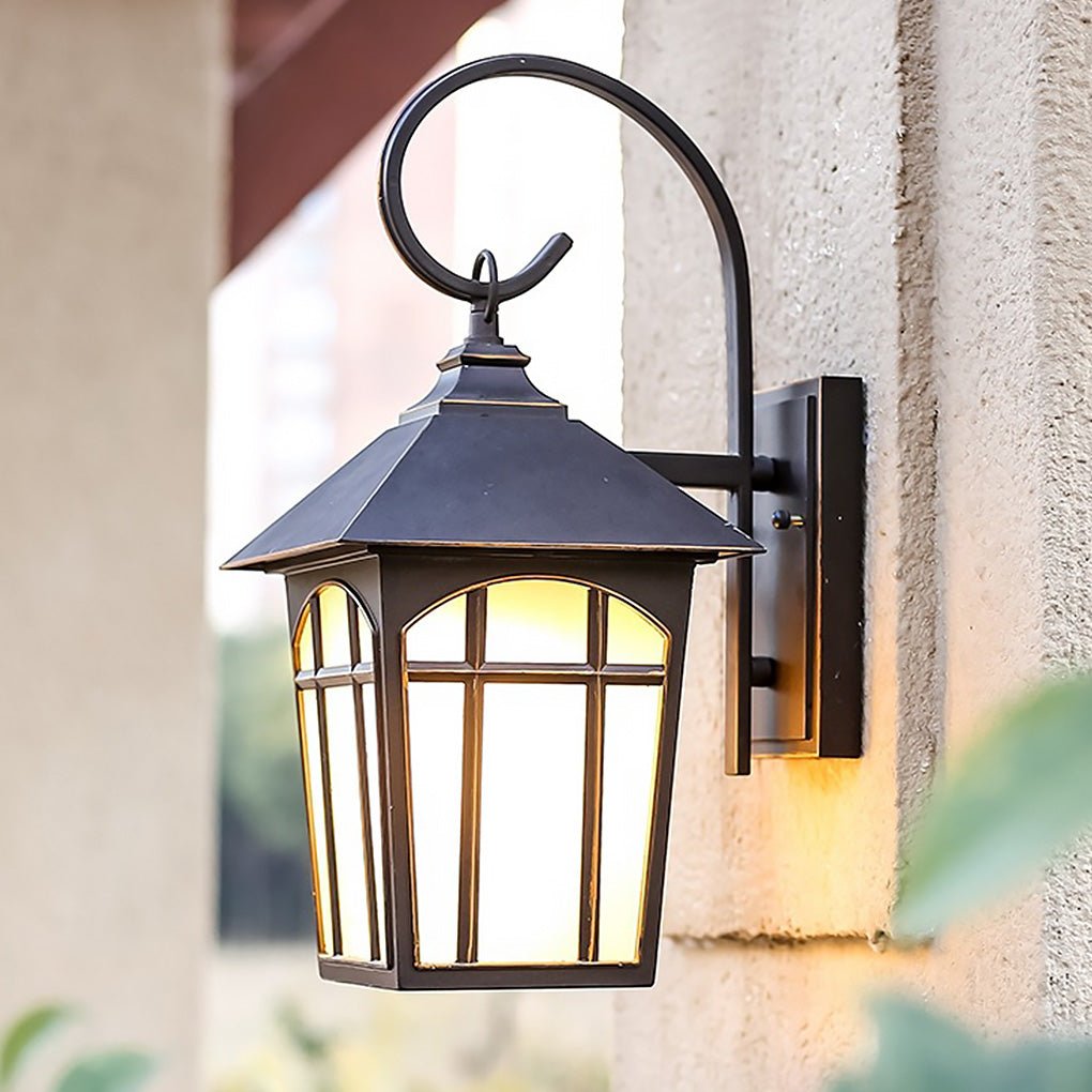 Antique Style Iron Glass Outdoor Wall Sconce Waterproof Exterior Lighting for Porch