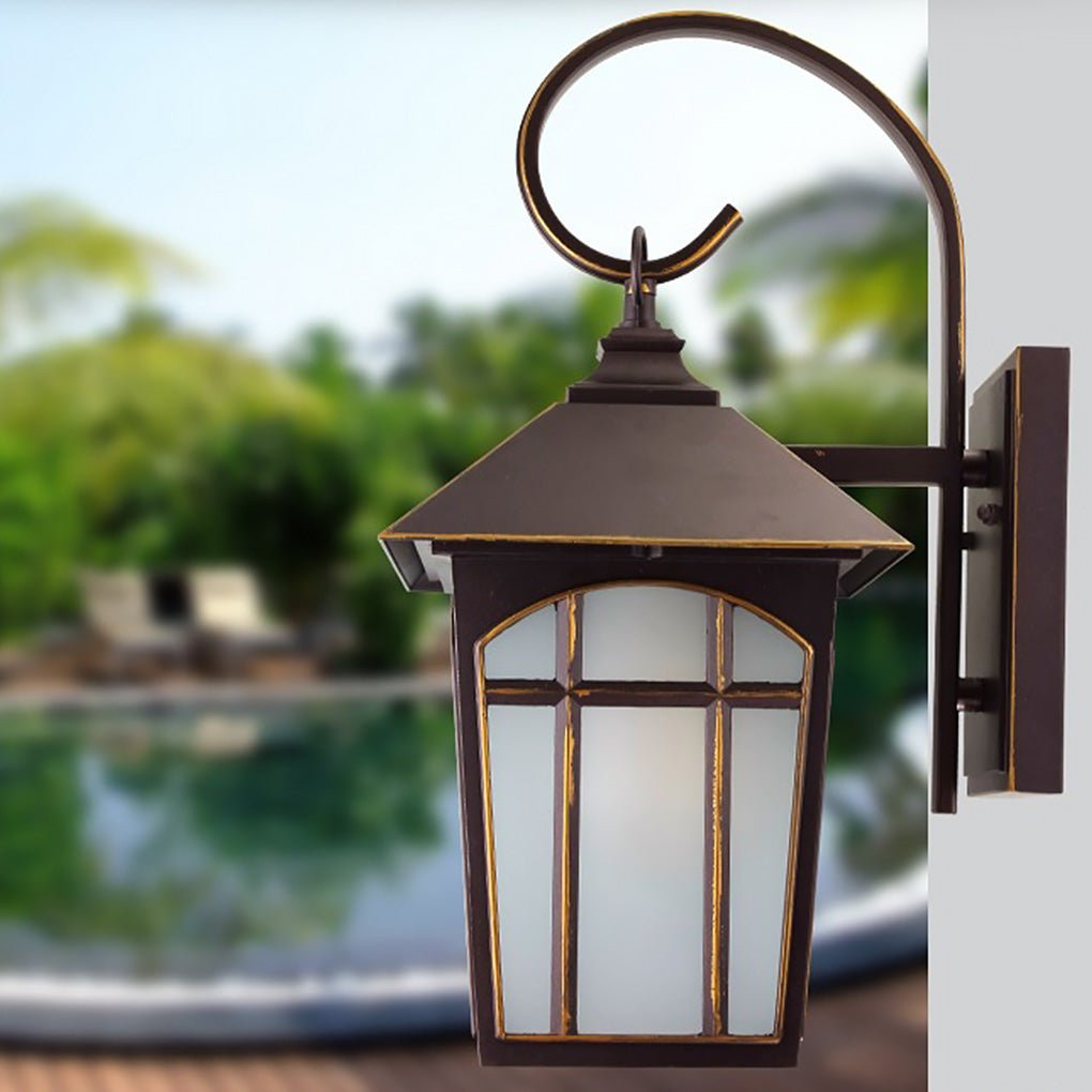 Antique Style Iron Glass Outdoor Wall Sconce Waterproof Exterior Lighting for Porch