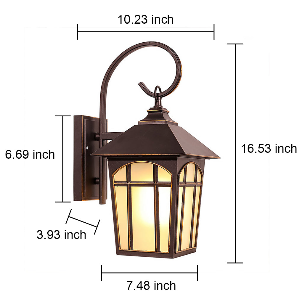 Antique Style Iron Glass Outdoor Wall Sconce Waterproof Exterior Lighting for Porch