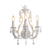 Antique White Floral Crystal Candle Wall Sconces Set of 2 Botanical Wall Lamps