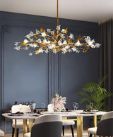 Aosta Crystal Flower Branch Chandelier Brass Luxury Ceiling Light Fixture for Dining Room