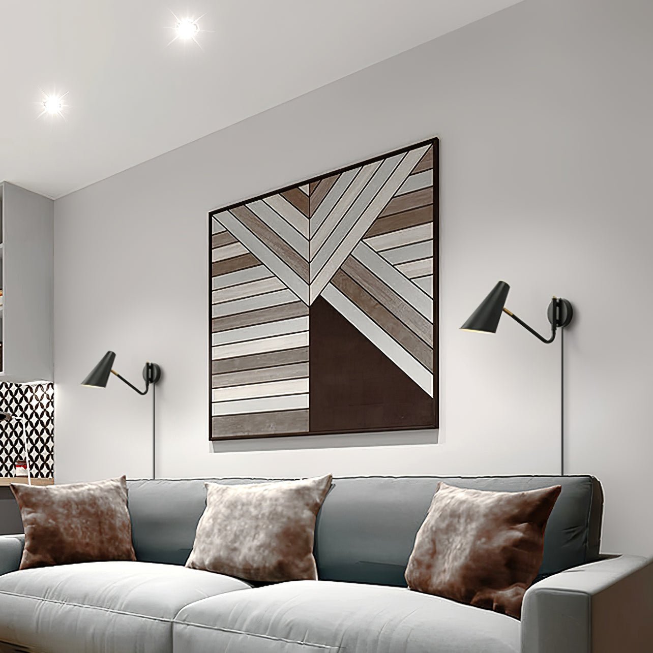 Apex Adjustable Swing Arm Wall Sconce Plug In Light with Conical Steel Shade in Black and Gold