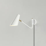 Apex Adjustable Swing Arm Wall Sconce Plug In Light with Conical Steel Shade in Black and Gold
