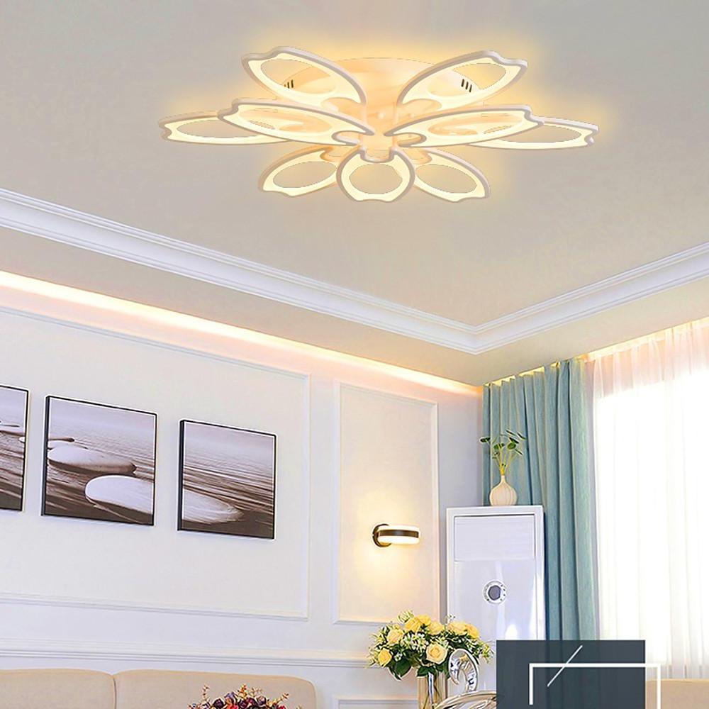 Modern Flower Petal LED Flush Mount Ceiling Light Dimmable White Petal Design Fixture