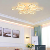 Modern Flower Petal LED Flush Mount Ceiling Light Dimmable White Petal Design Fixture