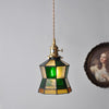 Arabic Style Mosaic Drop Pendant Lamp with Hand Blown Glass and Brass Finish