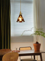 Arabic Style Mosaic Drop Pendant Lamp with Hand Blown Glass and Brass Finish