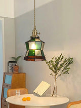 Arabic Style Mosaic Drop Pendant Lamp with Hand Blown Glass and Brass Finish