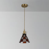 Arabic Style Mosaic Drop Pendant Lamp with Hand Blown Glass and Brass Finish