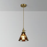 Arabic Style Mosaic Drop Pendant Lamp with Hand Blown Glass and Brass Finish