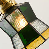 Arabic Style Mosaic Drop Pendant Lamp with Hand Blown Glass and Brass Finish