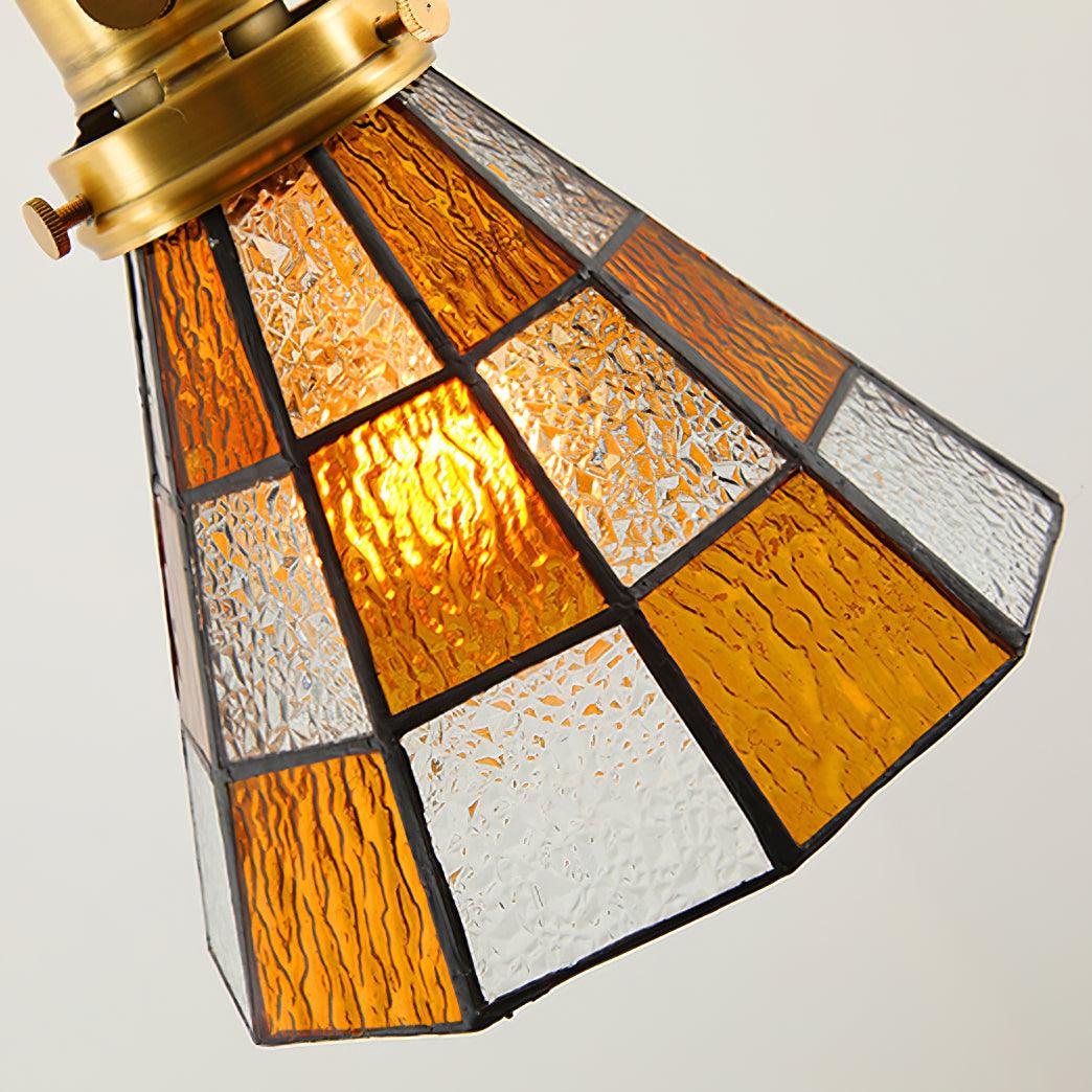 Arabic Style Mosaic Drop Pendant Lamp with Hand Blown Glass and Brass Finish