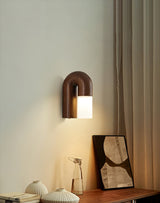 Arcus Modern Curved Wood Wall Sconce Integrated LED Lighting for Bedroom and Hallway