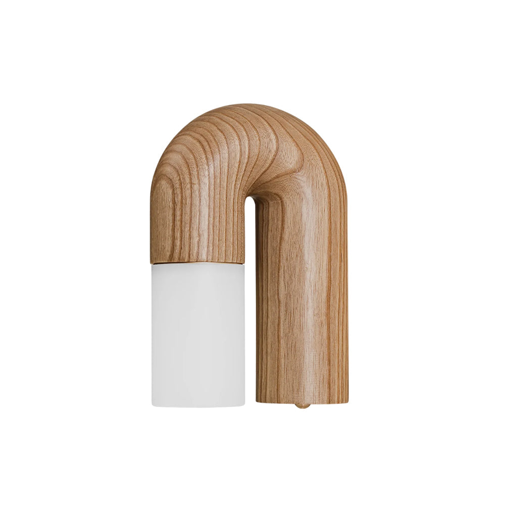 Arcus Modern Curved Wood Wall Sconce Integrated LED Lighting for Bedroom and Hallway