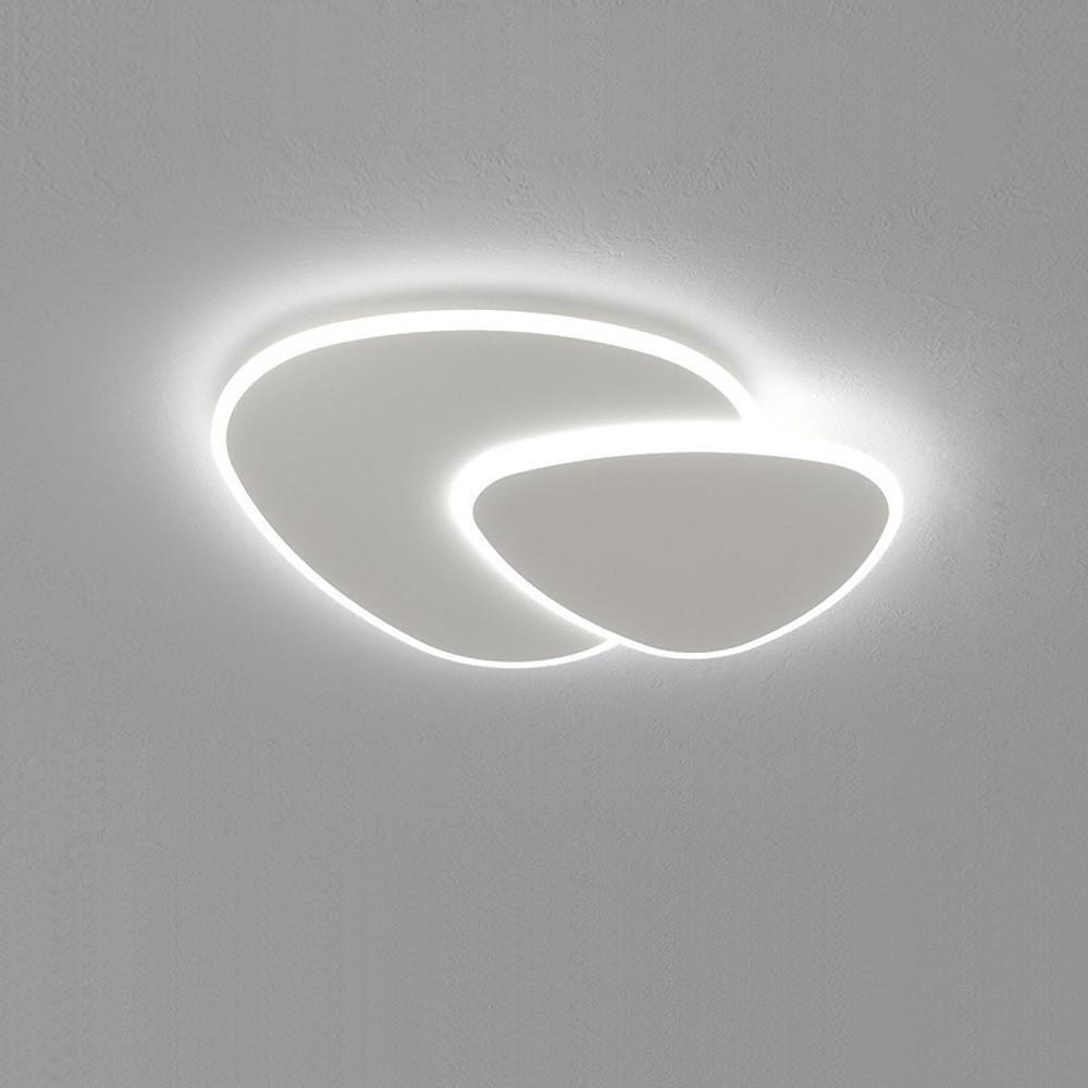 Modern White Geometric Dimmable LED Flush Mount Ceiling Light for Living Room