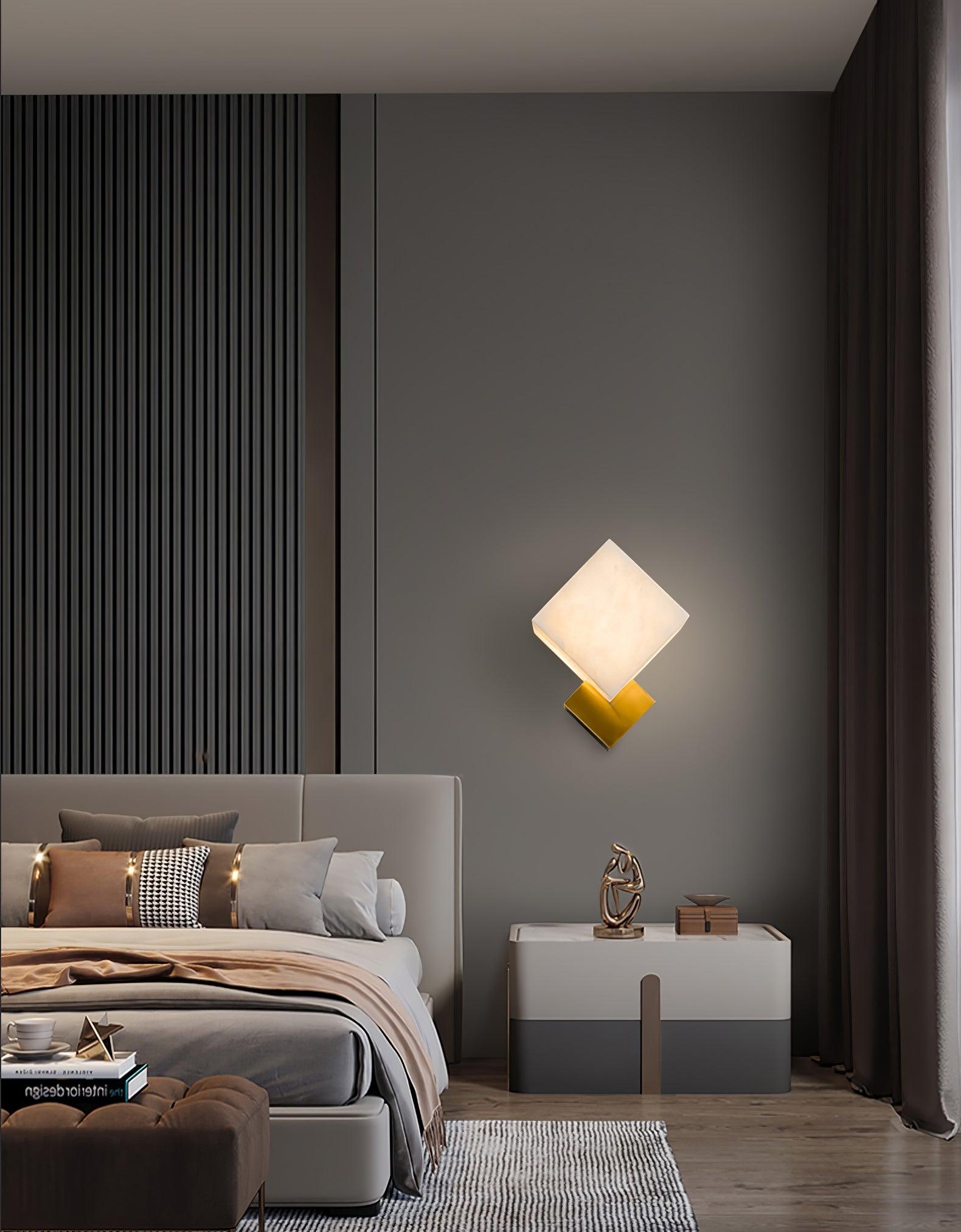 Art Deco Alabaster and Brass Wall Sconce Set of 2 Luxury Gatsby Style Indoor Lighting