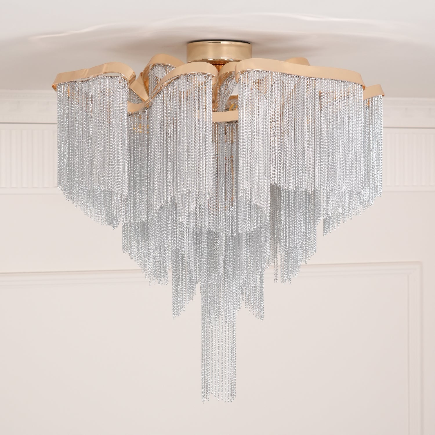 art-deco-aluminum-chain-tassel-semi-flush-mount-ceiling-chandelier-in-gold-and-silver