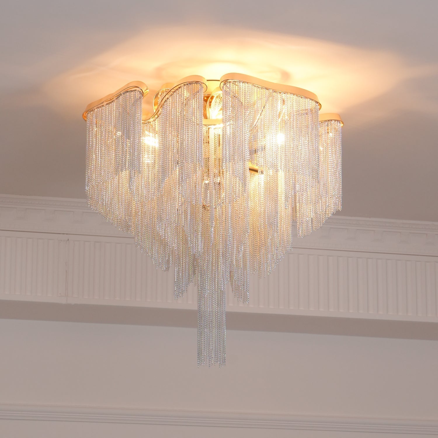 art-deco-aluminum-chain-tassel-semi-flush-mount-ceiling-chandelier-in-gold-and-silver