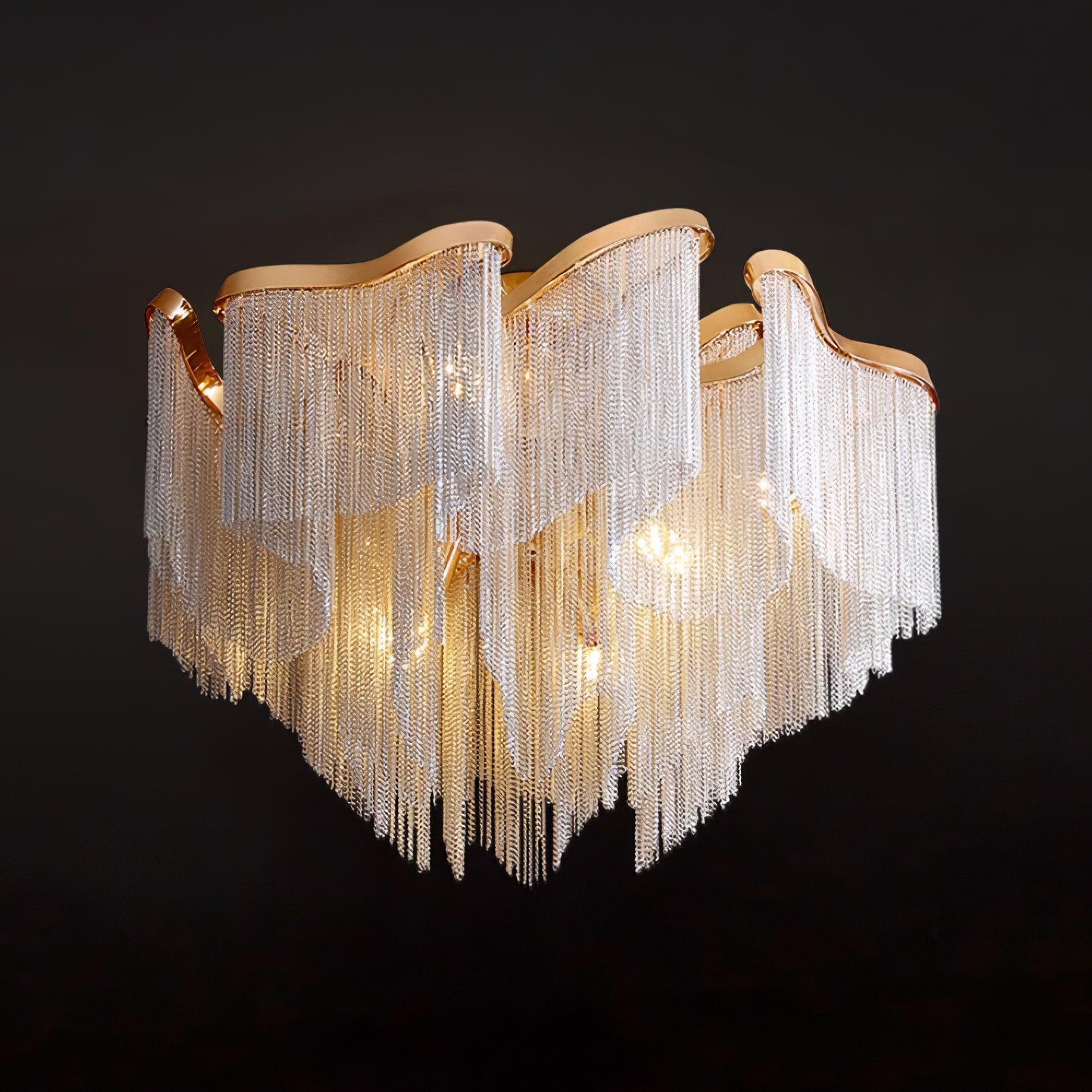 art-deco-aluminum-chain-tassel-semi-flush-mount-ceiling-chandelier-in-gold-and-silver