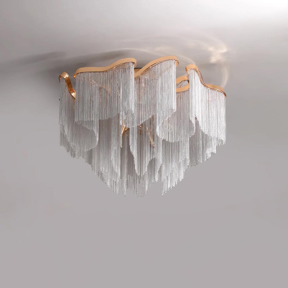 art-deco-aluminum-chain-tassel-semi-flush-mount-ceiling-chandelier-in-gold-and-silver