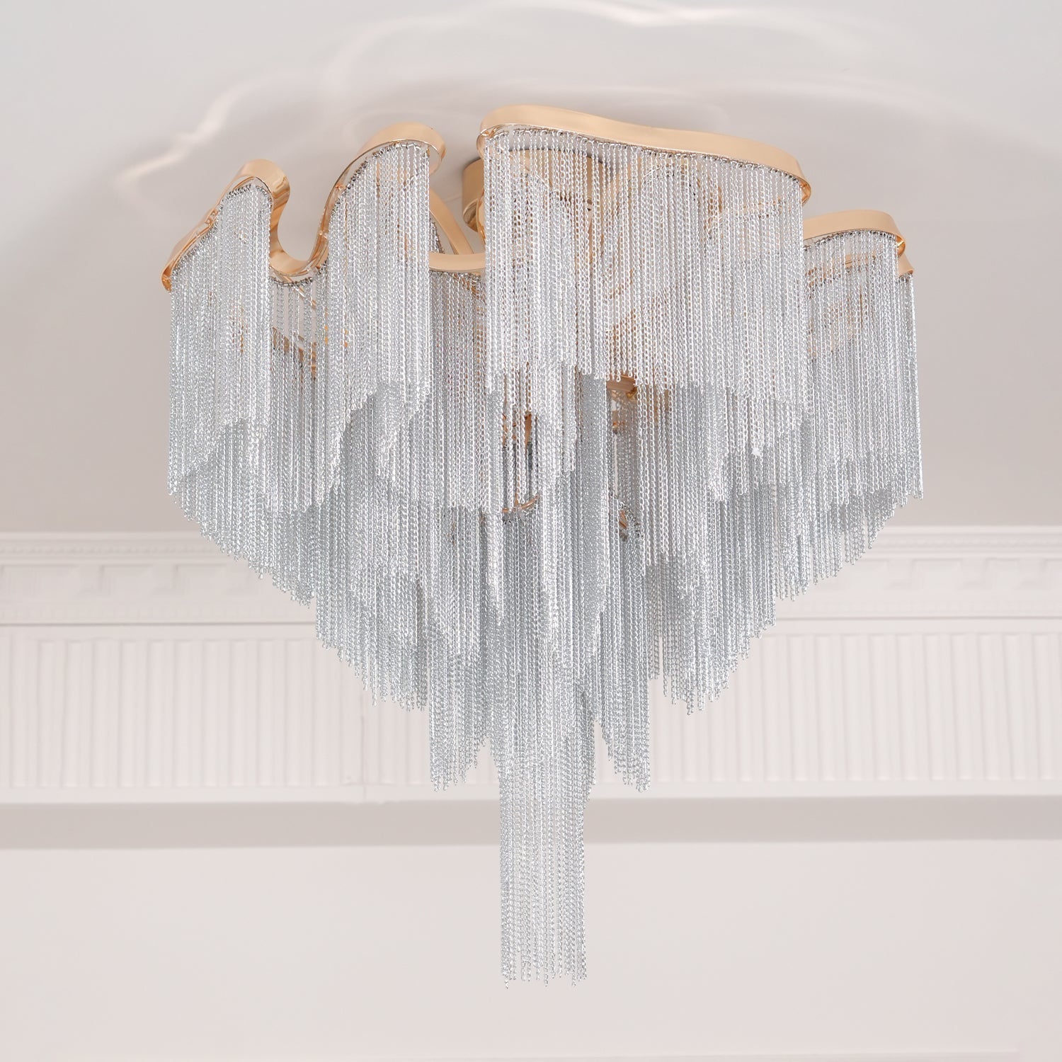 art-deco-aluminum-chain-tassel-semi-flush-mount-ceiling-chandelier-in-gold-and-silver