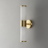 Art Deco Cylinder Alabaster Wall Sconce Luxury Antique Brass Finish Sconce Lighting
