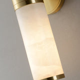 Art Deco Cylinder Alabaster Wall Sconce Luxury Antique Brass Finish Sconce Lighting