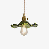 Art Nouveau Glass Hibiscus Flower Swag Pendant Light with Plug for Indoor Decor