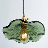 Art Nouveau Glass Hibiscus Flower Swag Pendant Light with Plug for Indoor Decor