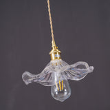 Art Nouveau Glass Hibiscus Flower Swag Pendant Light with Plug for Indoor Decor