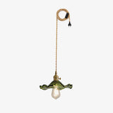 Art Nouveau Glass Hibiscus Flower Swag Pendant Light with Plug for Indoor Decor
